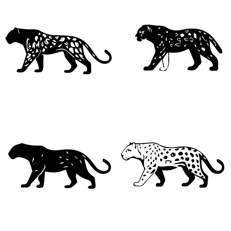 Vector gratis cheetah zwarte silhouet ontwerp logo