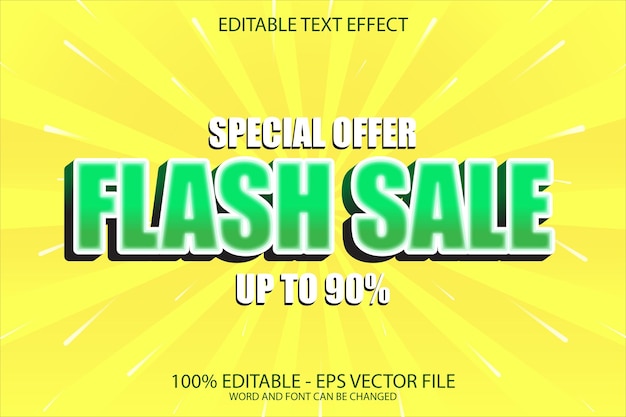 Gratis flash verkoop groene kleur vector tekst effect bewerkbaar