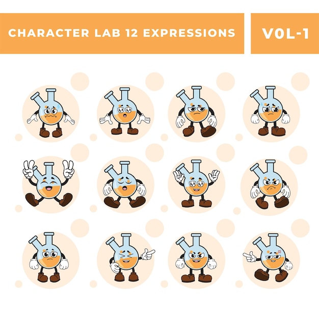 Gratis Lab Beaker Mascot Vector Images Set