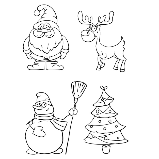 Gratis met de hand getekende kerstdoodles vectorillustratie