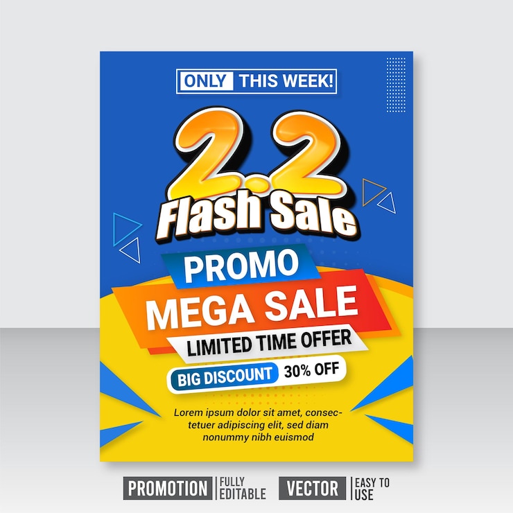 Vector gratis vector 22 shopping dag flash sale banner poster sjabloon ontwerp