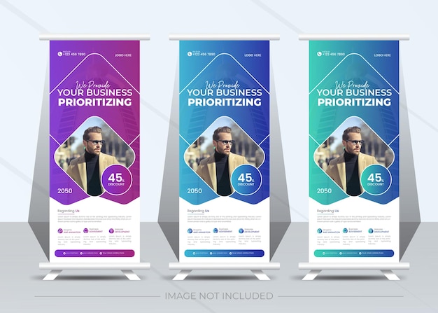 Gratis vector abstracte rollup banner standee voor zakelijke presentatie