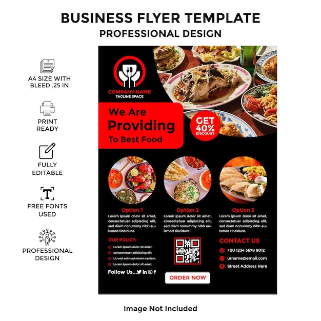 Vector gratis vector bedrijf bedrijf a4 grootte restaurant eten menu flyer lay-out met brochure omslag ontwerp