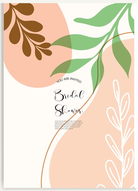 Gratis vector bruiloft kaarten uitnodiging sjabloon bladeren en bloemen bloemen