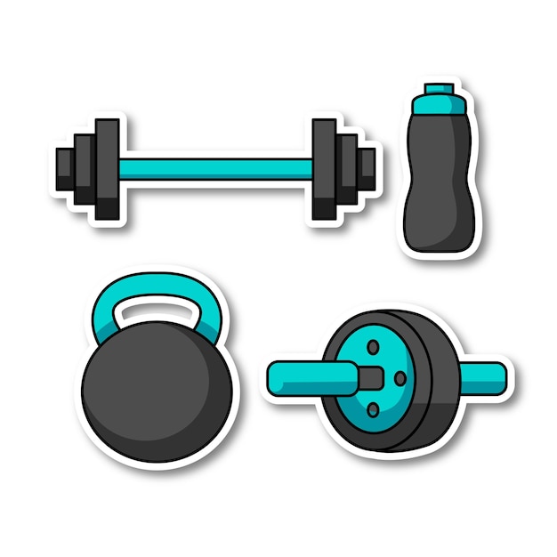 Vector gratis vector cartoon gym uitrusting gereedschap