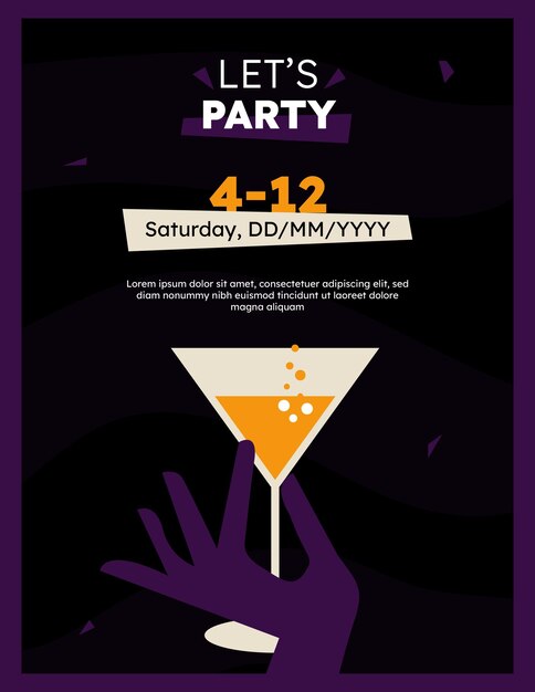 Vector gratis vector cocktailparty uitnodigingsposter met drankjes drankjes