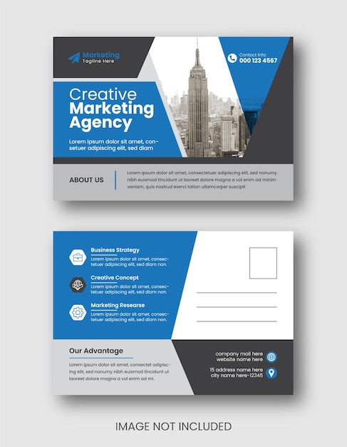 Gratis vector corporate creative business postcard template design (vkbds) is een sjabloon voor het ontwerpen van postkaarten.