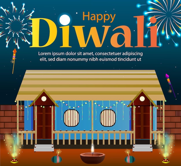 Gratis vector decoratieve gelukkige diwali festival achtergrond