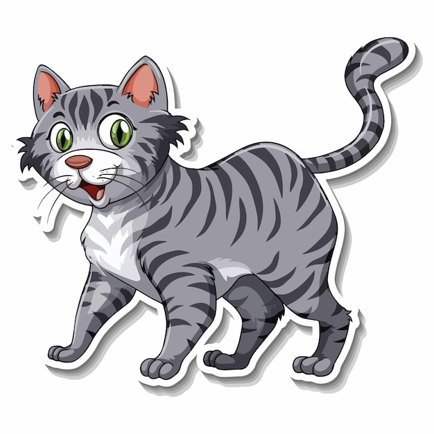 gratis vector een sticker sjabloon van een kat cartoon personage