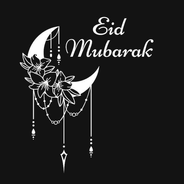 Gratis vector eid mubarak festival gouden halve maan en lantaarns achtergrond