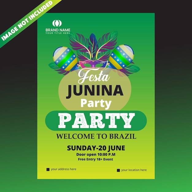 Vector gratis vector fasta junina party flyer illustratie met typografie design vlaggen