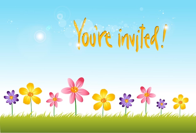 Gratis Vector Flower Invitation achtergrondontwerp