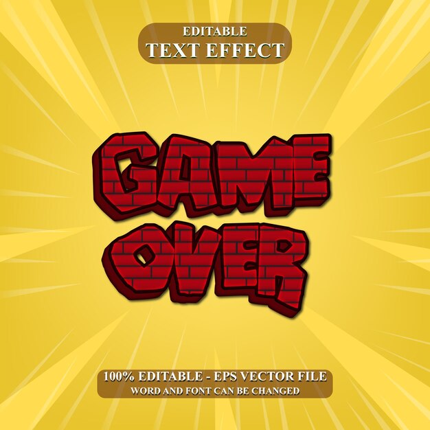 Gratis vector game over teksteffect met baksteenmotief