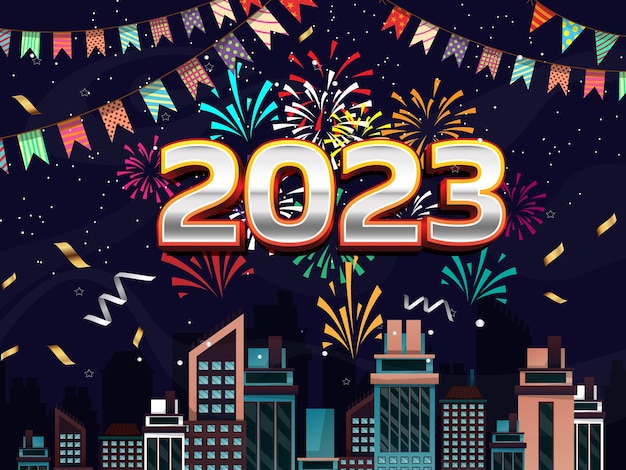 Gratis vector gelukkig nieuwjaar 2023 met realistische banner