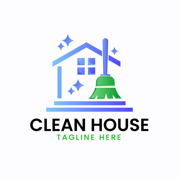 Gratis vector gradiënt kleurrijke Clean House logo sjabloon illustratie vector