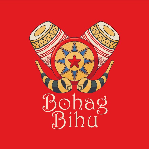 Vector gratis vector hand getrokken bohag bihu illustratie