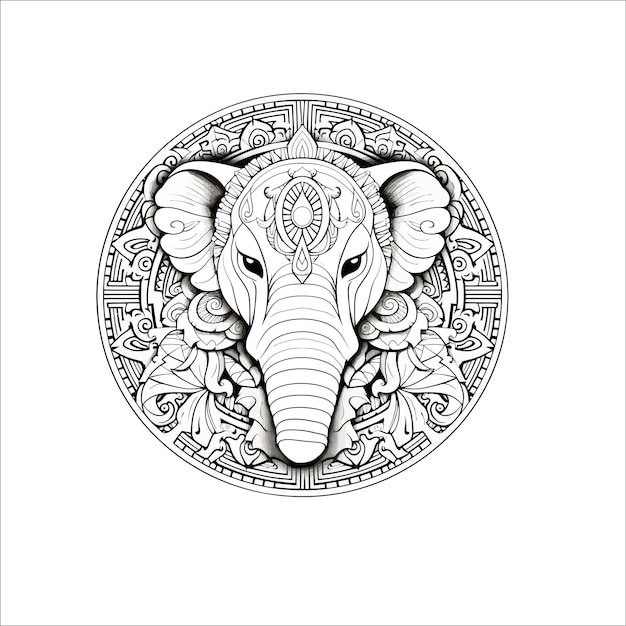 Gratis vector hand getrokken kat achtergrond Dierlijke mandala kleurplaat