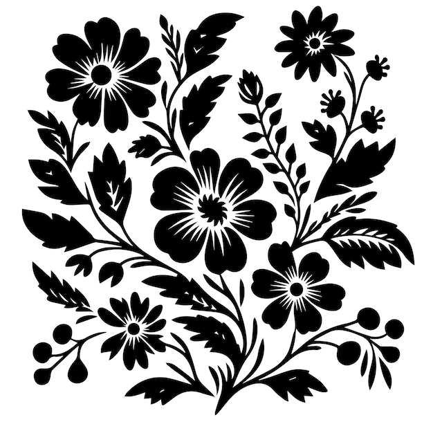 Gratis vector handgetekende bloemen en bladeren decoratie-elementen