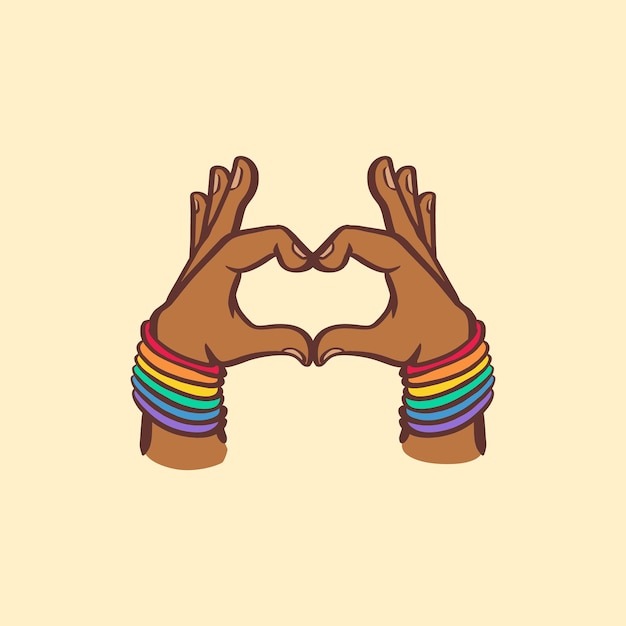 Gratis vector hart zwart handgebaar lgbt regenboogtrots Afrikaans