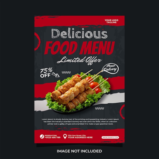 Gratis vector heerlijk eten menu promotionele folder sjabloon