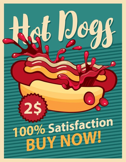 Vector gratis vector hot dogg social media post-bannersjabloon