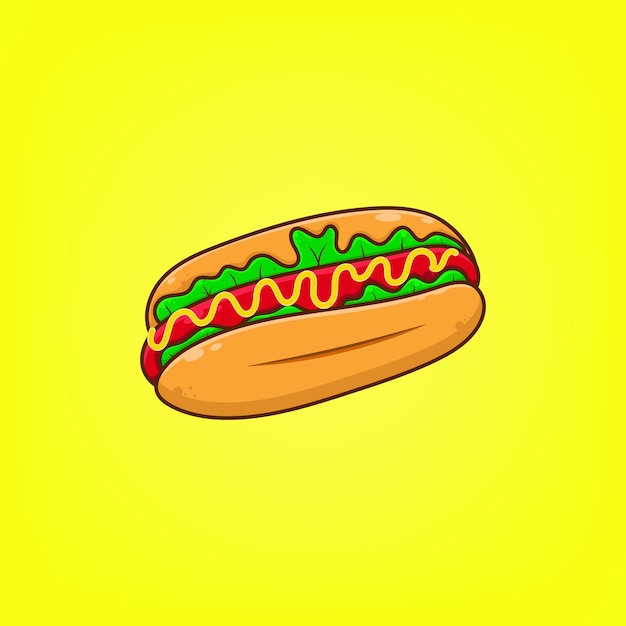 Vector gratis vector hotdog met gele geïsoleerde achtergrond