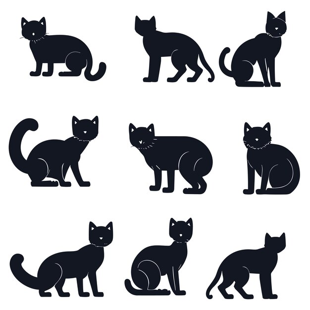 Gratis vector kattensilhouet ontwerp