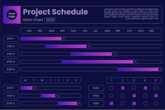 Vector gratis vector kleurrijke projectplanningssjabloon met verloopstijl