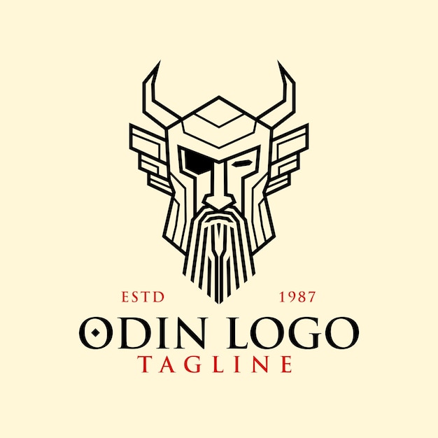 Gratis vector lineart Odin logo sjabloon platte illustratie vector
