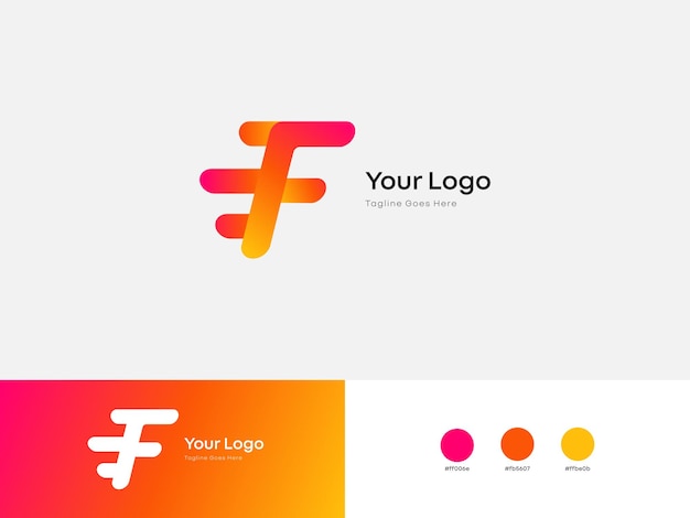 Gratis vector logo F voor technologiebedrijven