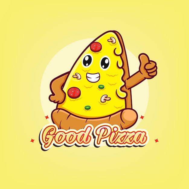 Vector gratis vector mascotte pizza gaf een duim omhoog