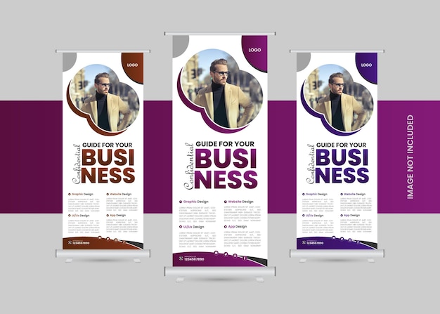 Gratis vector modern bedrijf oprollen standee banner ontwerpsjabloon