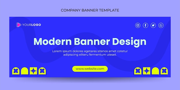 Gratis Vector moderne banner zakelijk bedrijf met blauwe sterke vormsjabloon