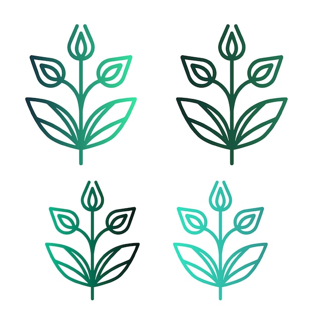 Gratis vector mooie bloem iconen set met gradiënt kleur alpona bloem ontwerp