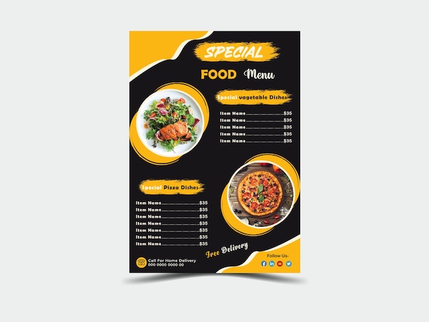 Gratis vector mooie voedsel menu ontwerp sjabloon