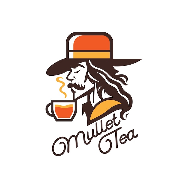 Gratis Vector Mullet Tea Man-logo