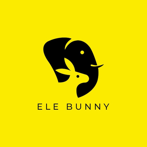 Gratis vector olifant en konijn combo logo ontwerp