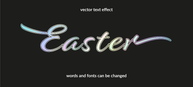 Gratis vector pastel holografische tekst effect Pasen bewerkbaar lettertype