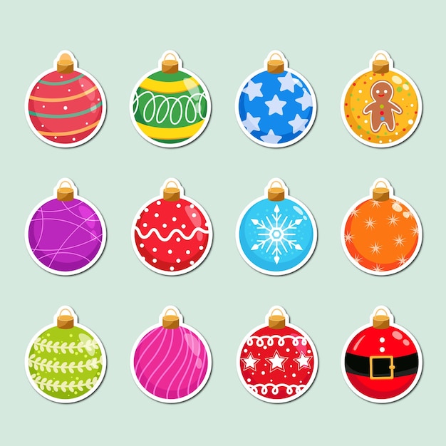 Vector gratis vector plat ontwerp kerstballen set