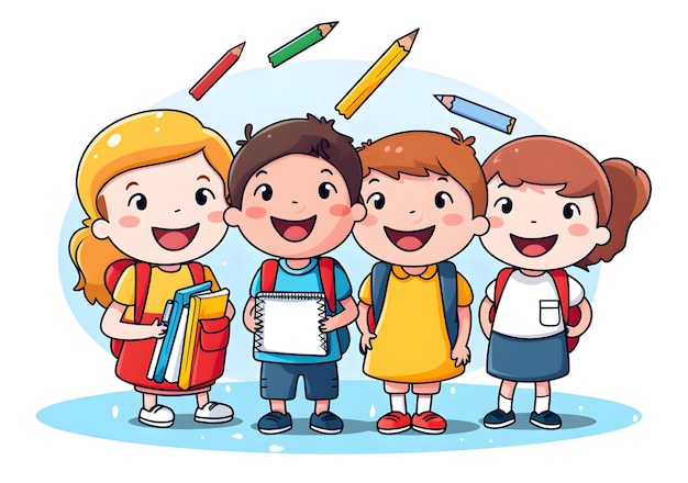 Gratis vector plat ontwerp kinderen terug naar school