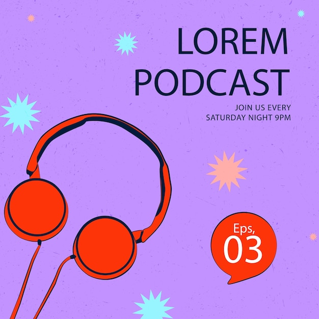 Gratis vector plat ontwerp podcast voorbladsjabloon