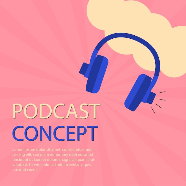 Gratis vector plat ontwerp podcast voorbladsjabloon