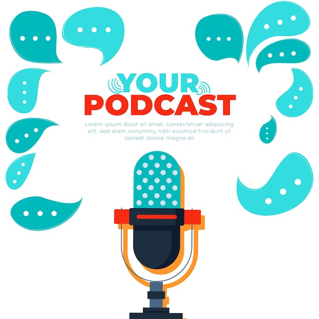 Gratis vector plat ontwerp podcast voorbladsjabloon