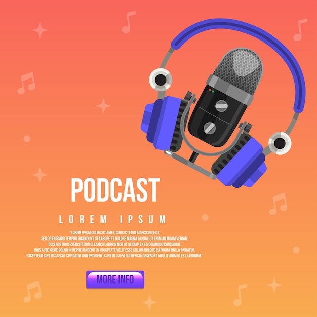 Gratis vector plat ontwerp podcast voorbladsjabloon