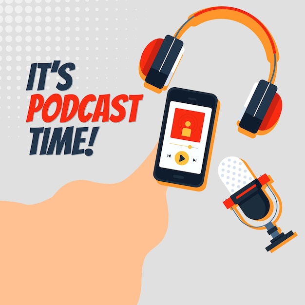 Gratis vector plat ontwerp podcast voorbladsjabloon