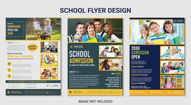 Gratis vector plat ontwerp school toelating poster terug naar school verticale flyer sjabloon