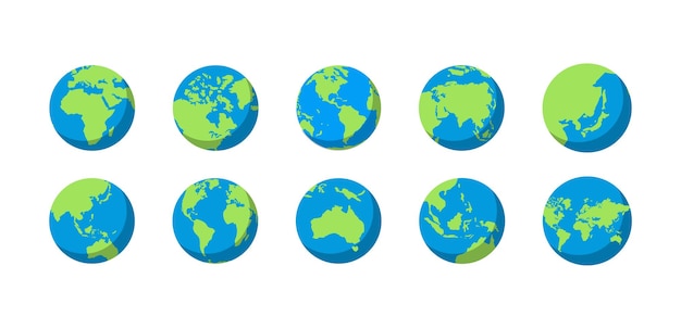 Gratis vector platte aarde globes instellen wereld globes kaart