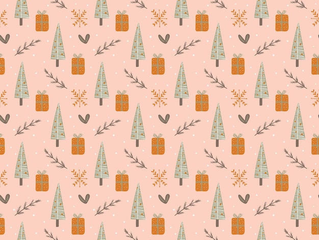 Gratis vector platte kerst patroon ontwerp