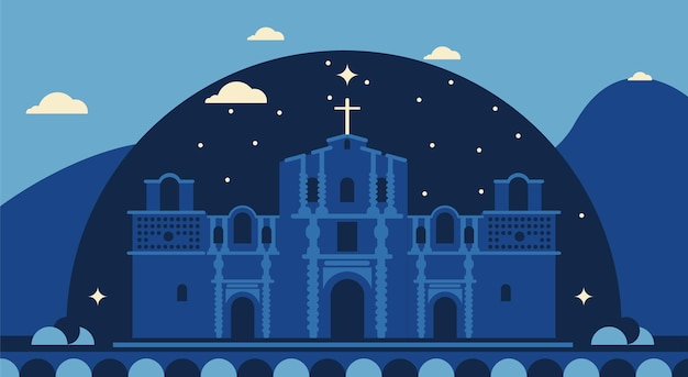 Vector gratis vector platte ontwerp kerk illustratie