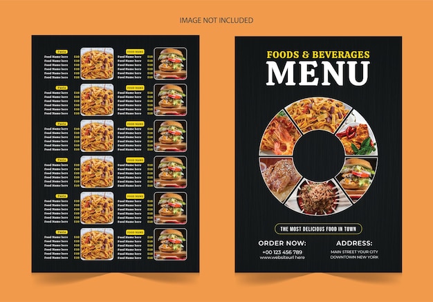 Gratis vector restaurant eten menu sjabloonontwerp voor fastfood restaurant eten menu flyer ontwerp